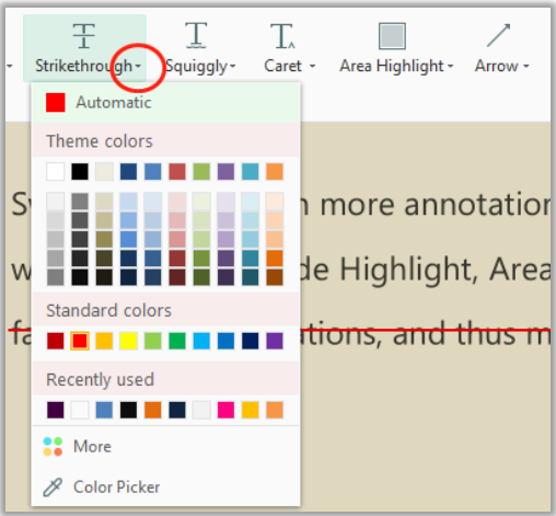 Change the strikethrough color in SwifDoo PDF