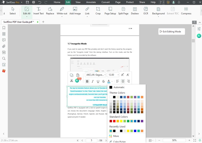 How to Change Text in PDF with SwifDoo PDF step 4