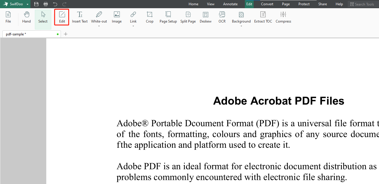 Change Text in PDF with Sejda PDF Editor
