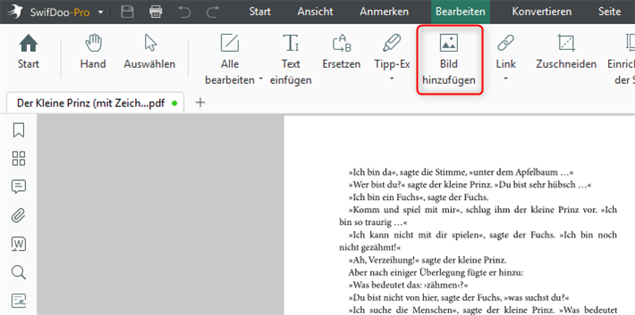 Bild zu PDF hinzufügen mit SwifDoo PDF