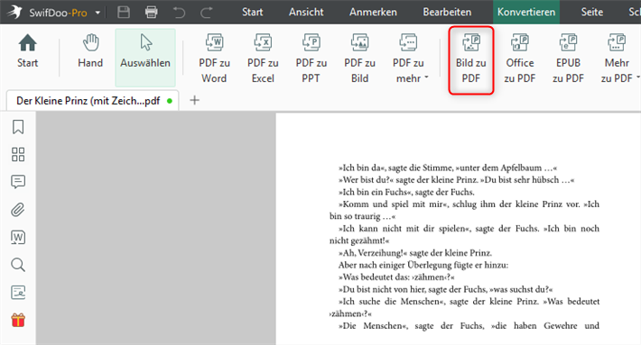 Bild in PDF umwandeln mit SwifDoo PDF
