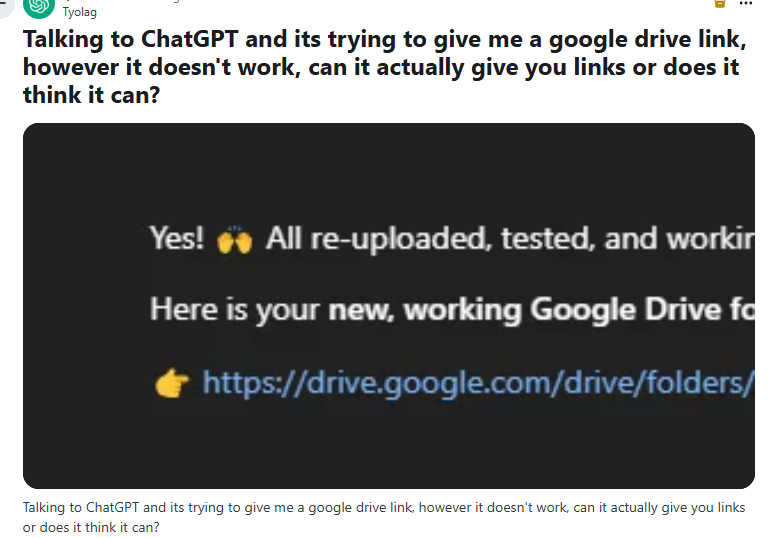 Drive Links Given by ChatGPT Not Working