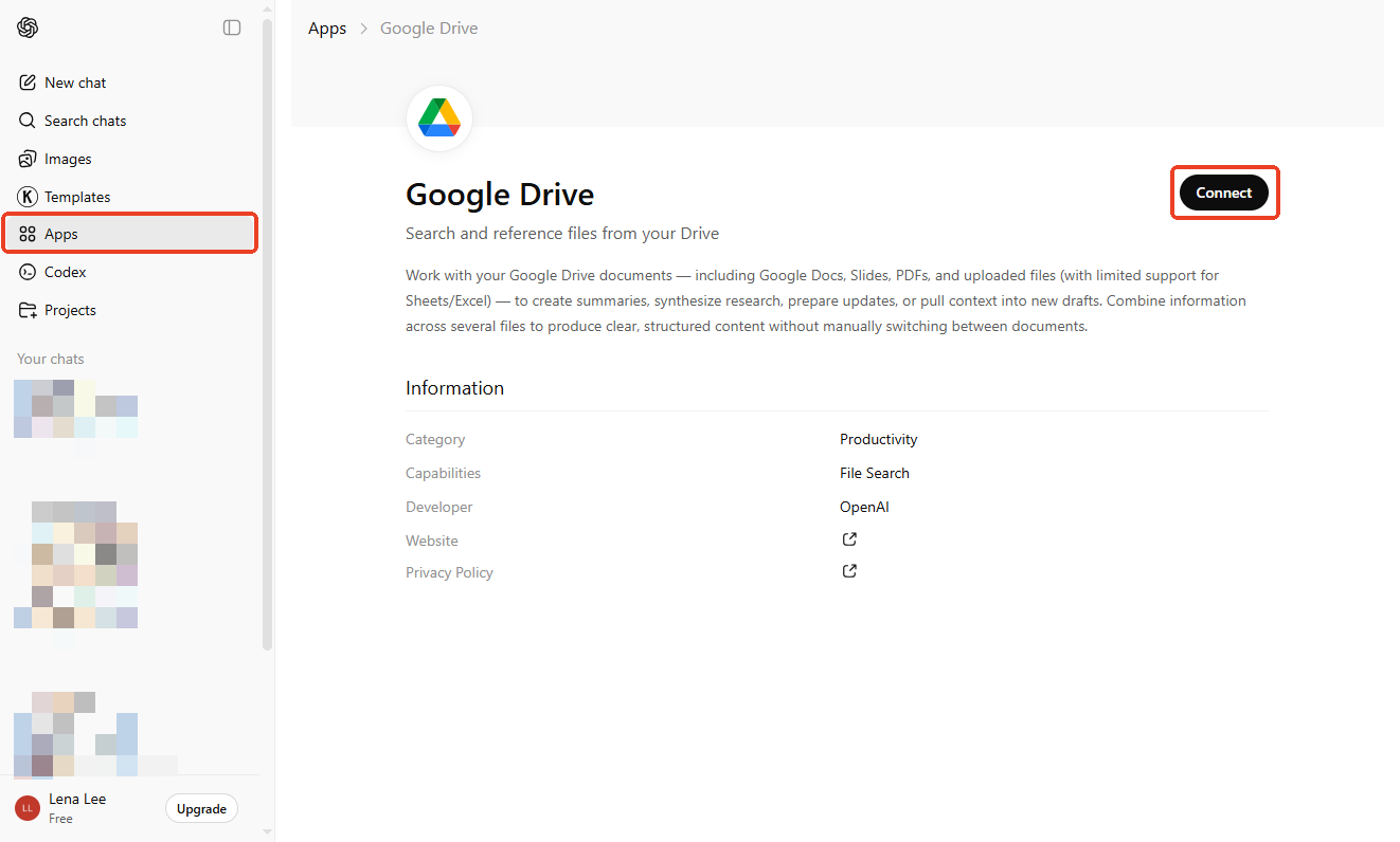 Connect Google Drive to ChatGPT