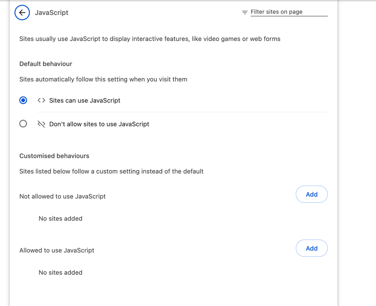 Go to the JavaScript section