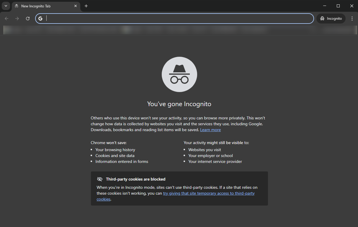 Enable the Incognito mode in Chrome