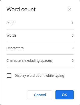 Check word count on Google Docs on computer 2
