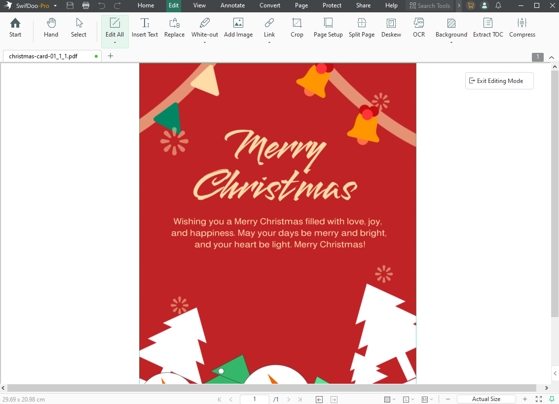 Edit the Christmas card for family in SwifDoo PDF