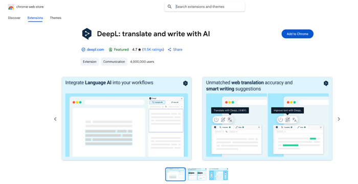 DeepL Translate Chrome translation extension