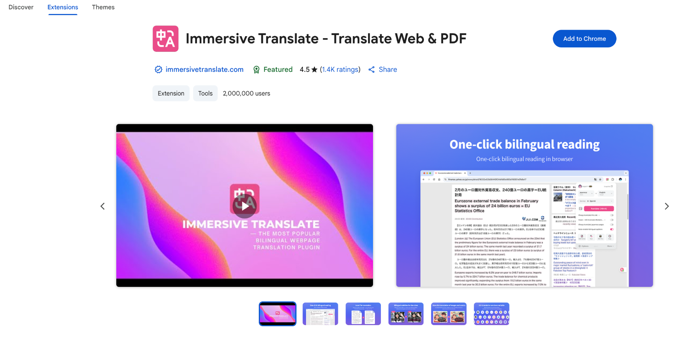 Immersive Translate Chrome translation extension