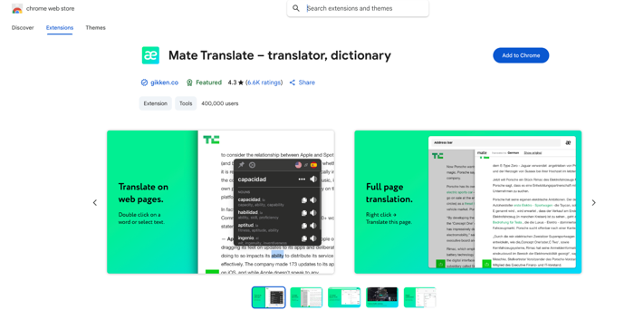 Mate Translate Chrome translation extension