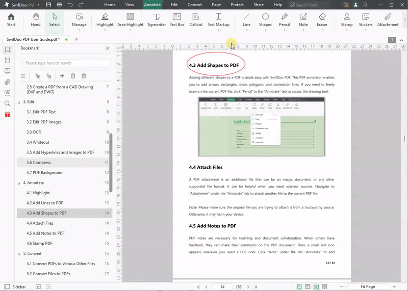 Circle Content in PDF by Using Pencil