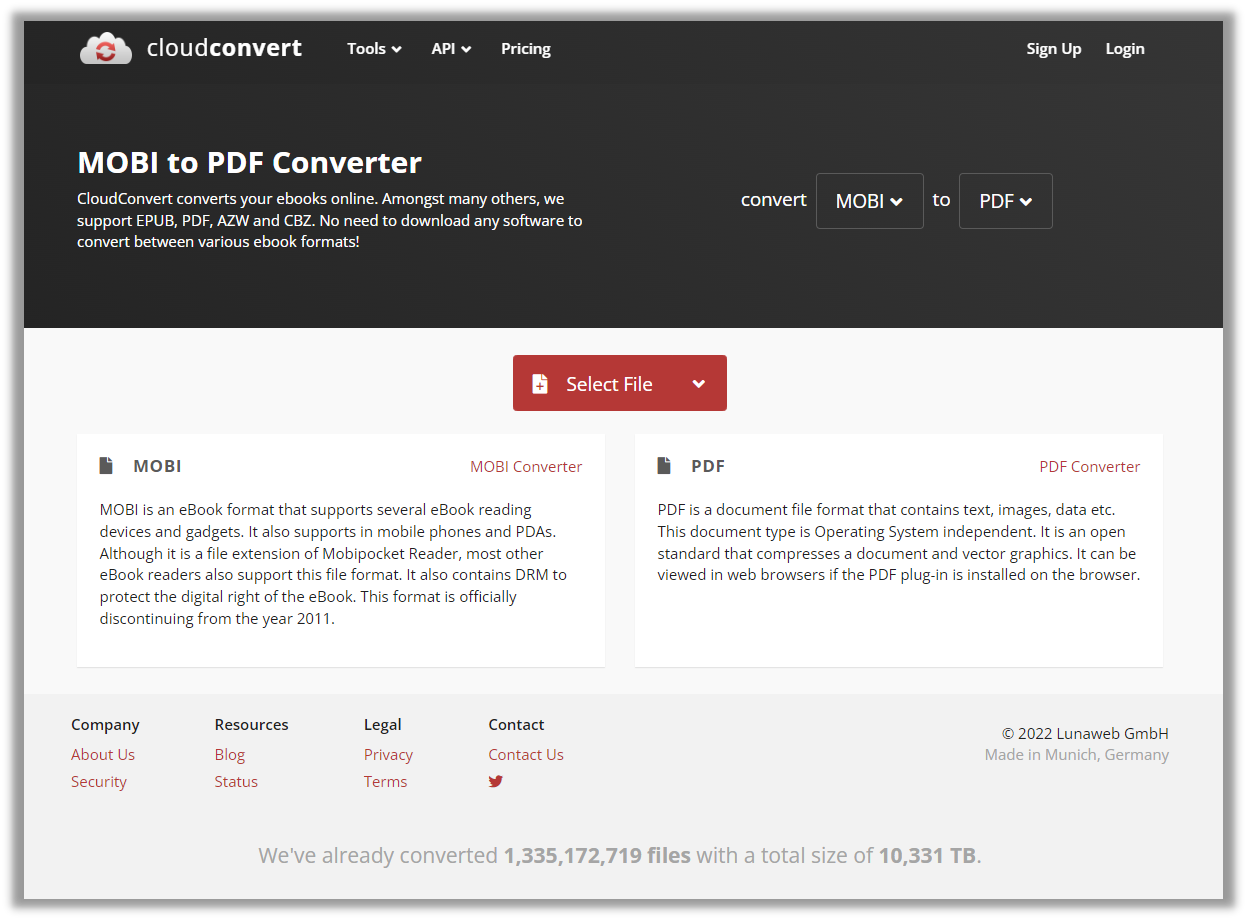 How to convert MOBI to PDF in CloudConvert