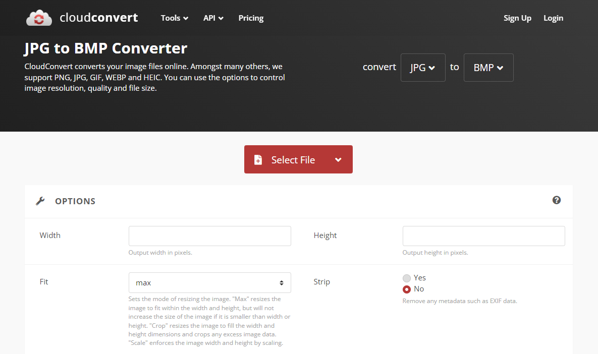 CloudConvert JPG-to-BMP Converter
