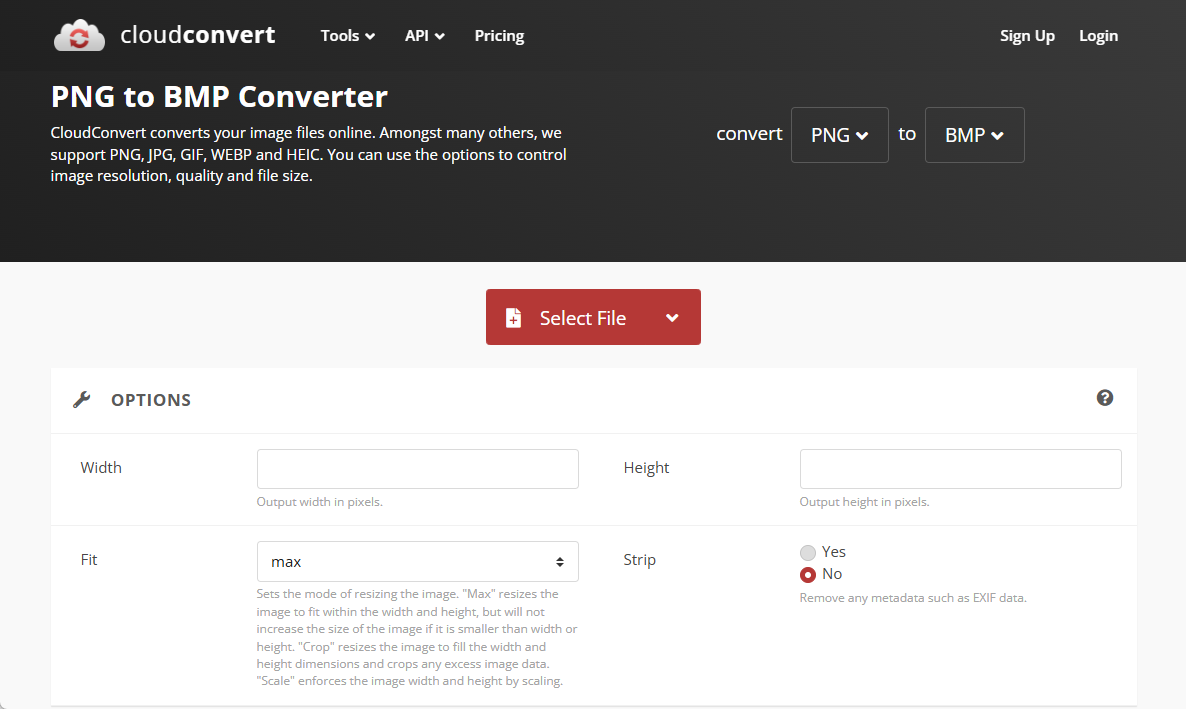 CloudConvert PNG to BMP Converter