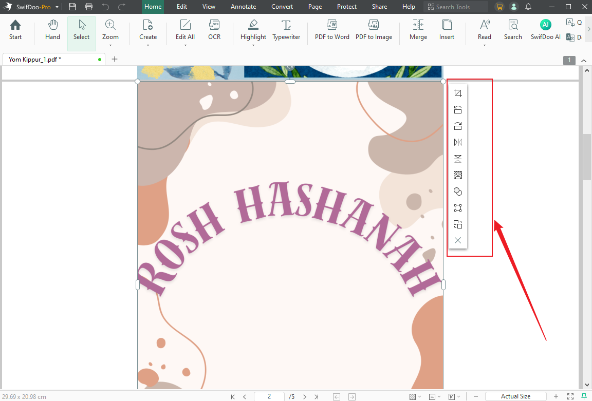 Click the Edit icon next to the target image to edit it in SwifDoo PDF