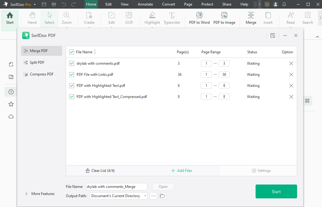 Merge PDFs in SwifDoo PDF