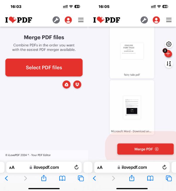 Combine Files on iPhone via Web-based App