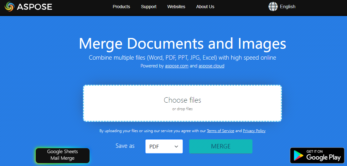 Combine PNG to PDF using Aspose Merger Tool