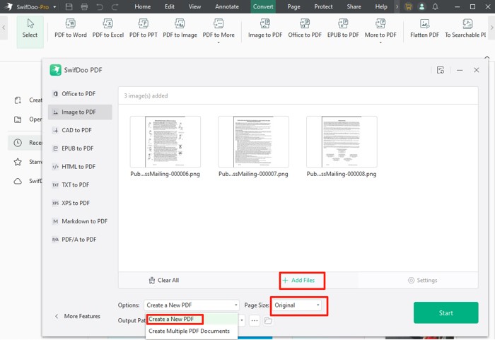 Combine PNG to PDF with SwifDoo PDF 2