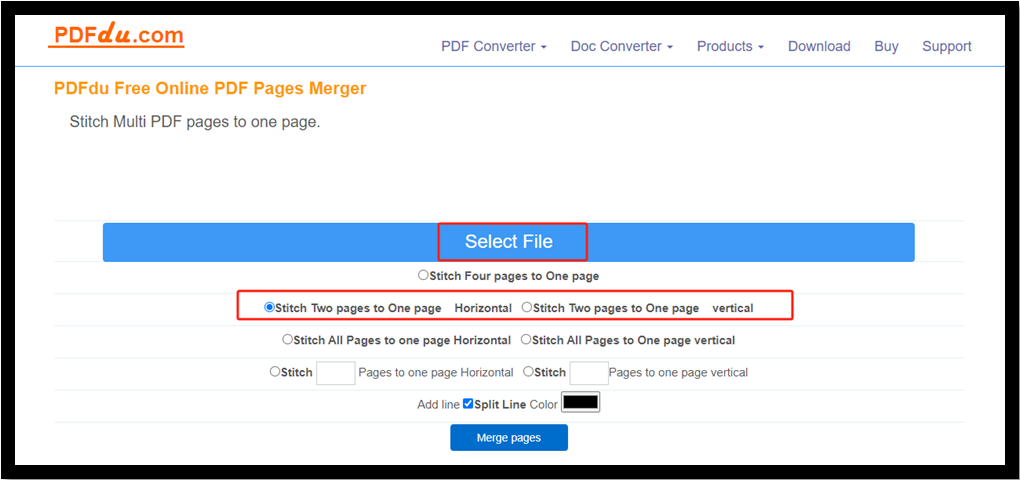 combine two PDF pages into one page PDF using PDFdu 2