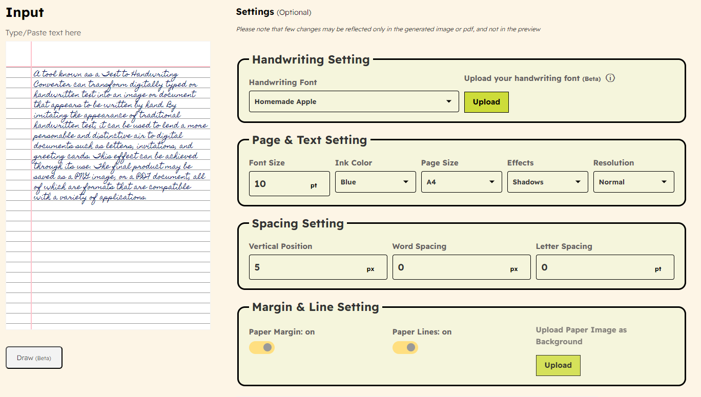 Commontools.org Text to Handwriting Generator