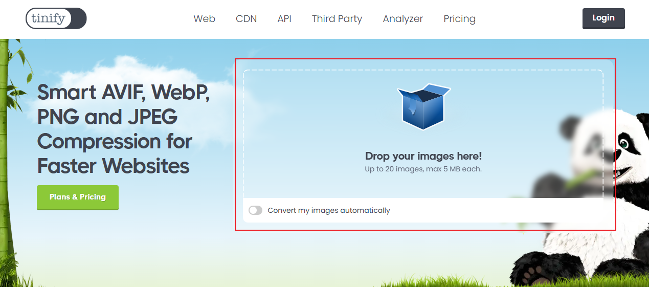 Import the target Discord image into TinyPNG by directly dragging and dropping