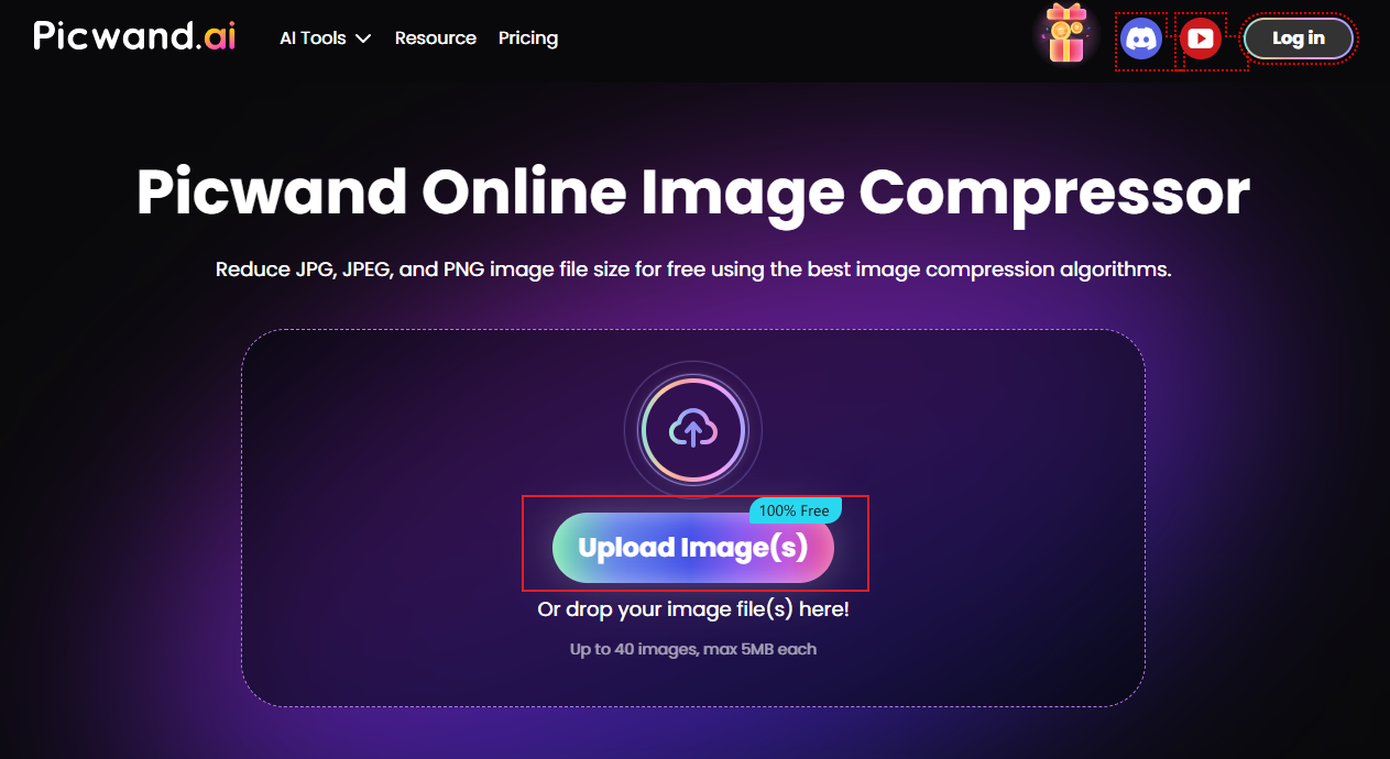Click on Upload Image(s) to import the target image into Picwand
