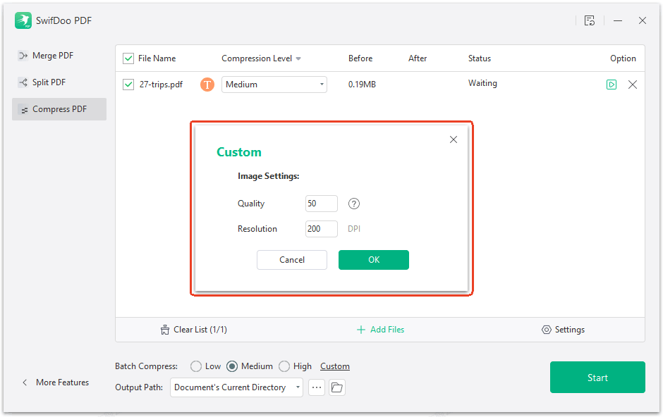 configure image resolution