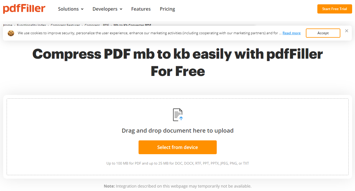 Compress PDF From MB to KB Using pdfFiller