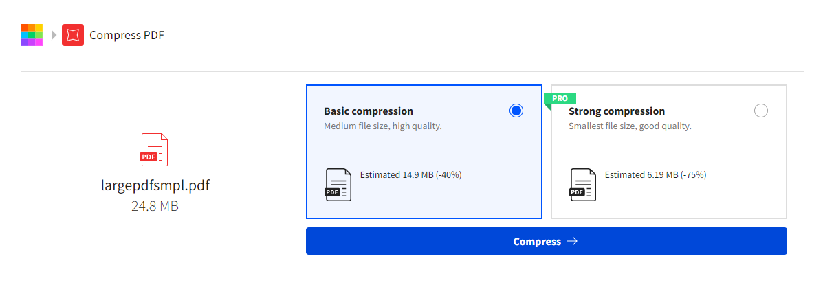 Compress PDF Online Using Smallpdf