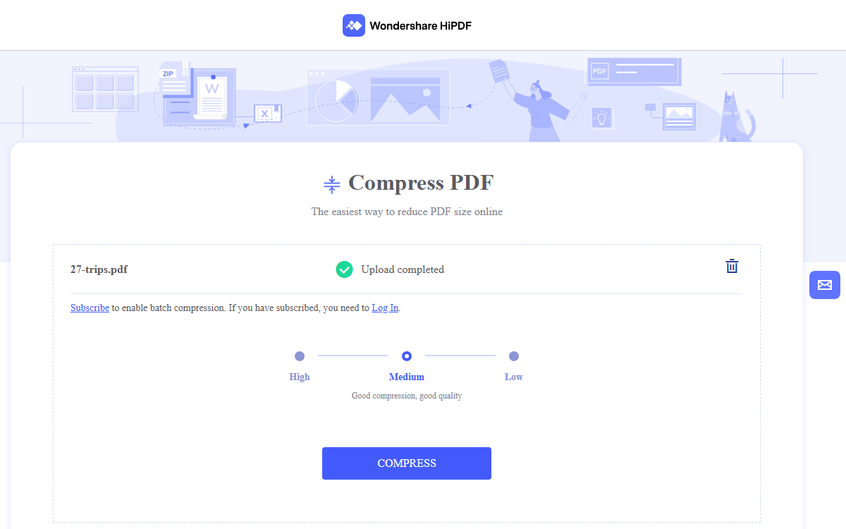 online HiPDF PDF compressor