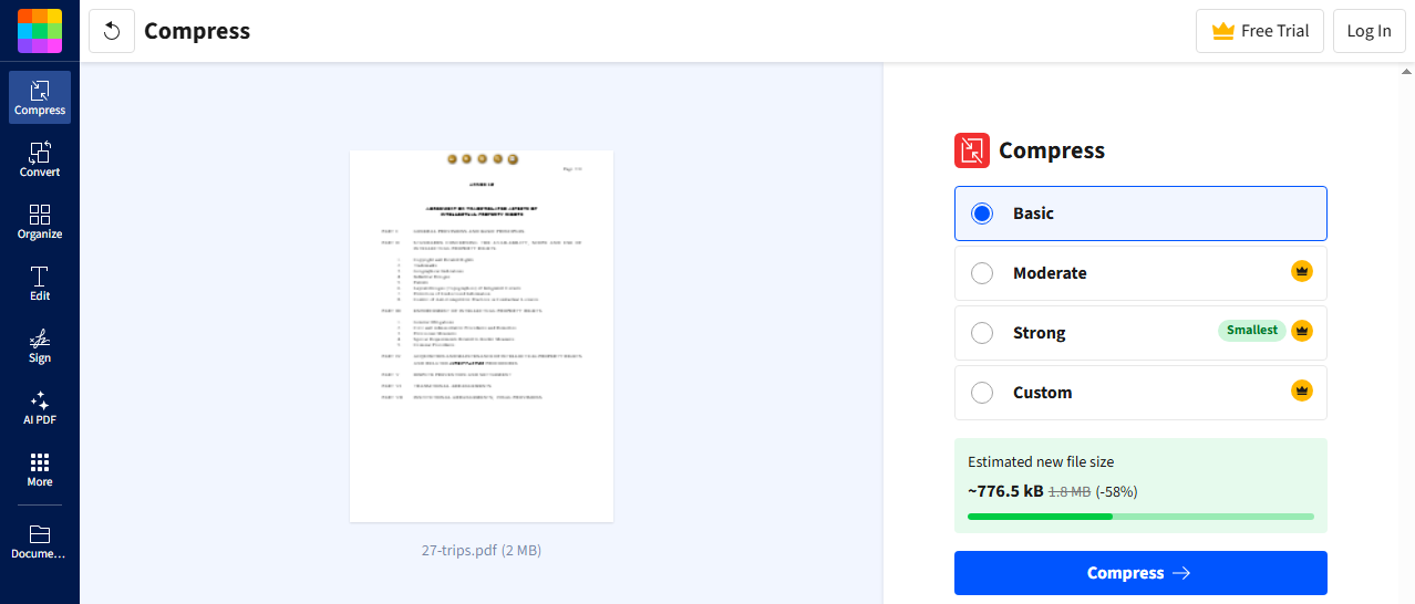 SmallPDF Basic Compression