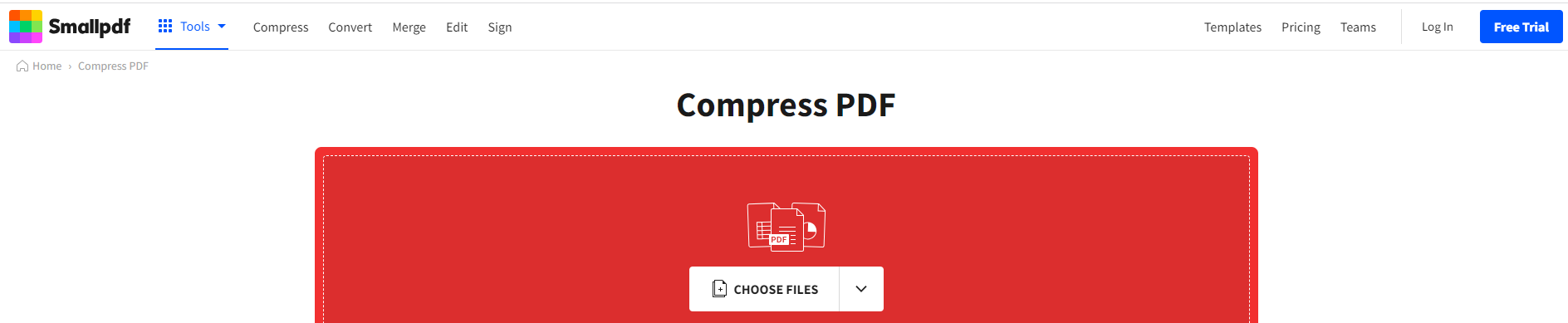Compress PDF to 100KB with Smallpdf
