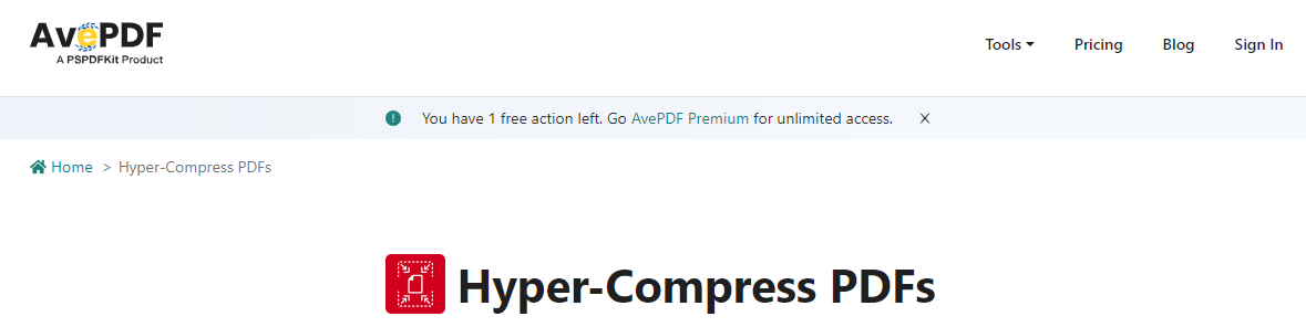 Compress PDF to 1MB with AvePDF