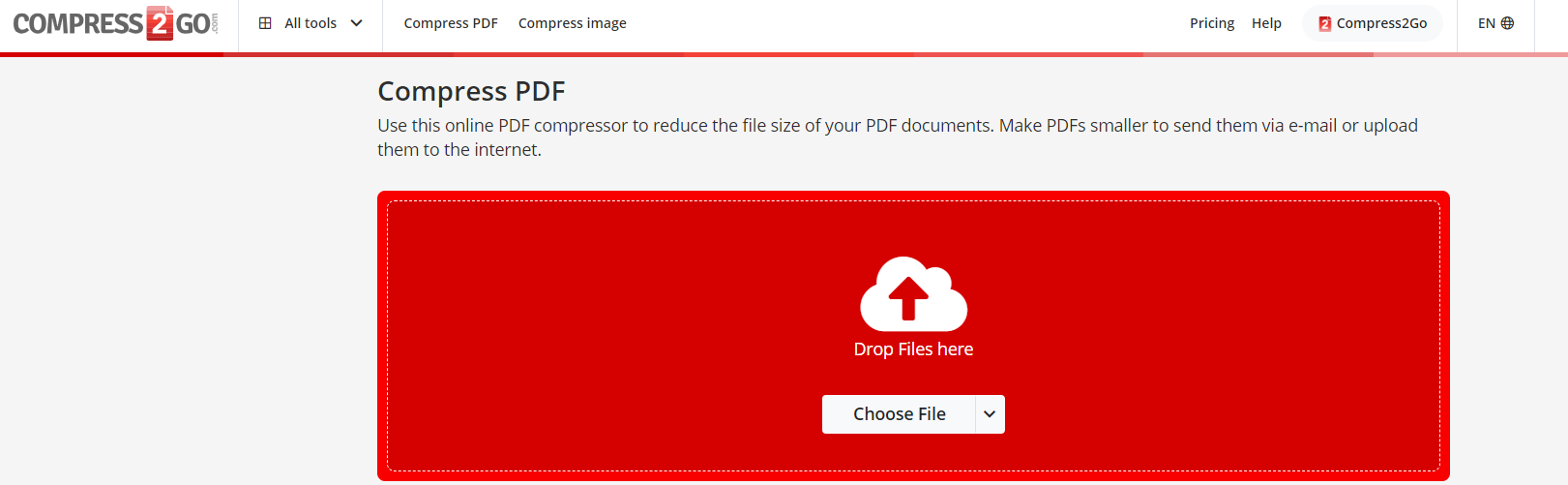 Compress PDF to 1MB with Compress2Go