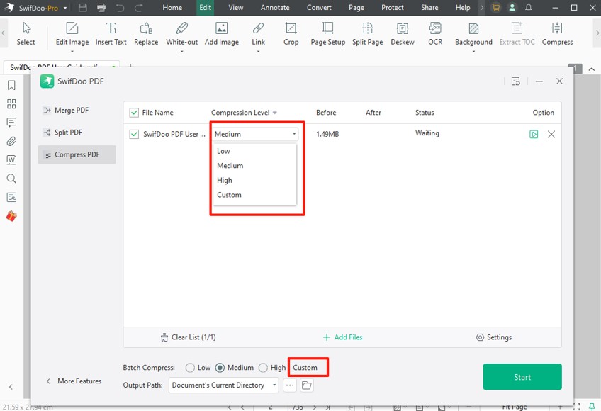 Compress PDF to 1MB for Free with SwifDoo PDF 2