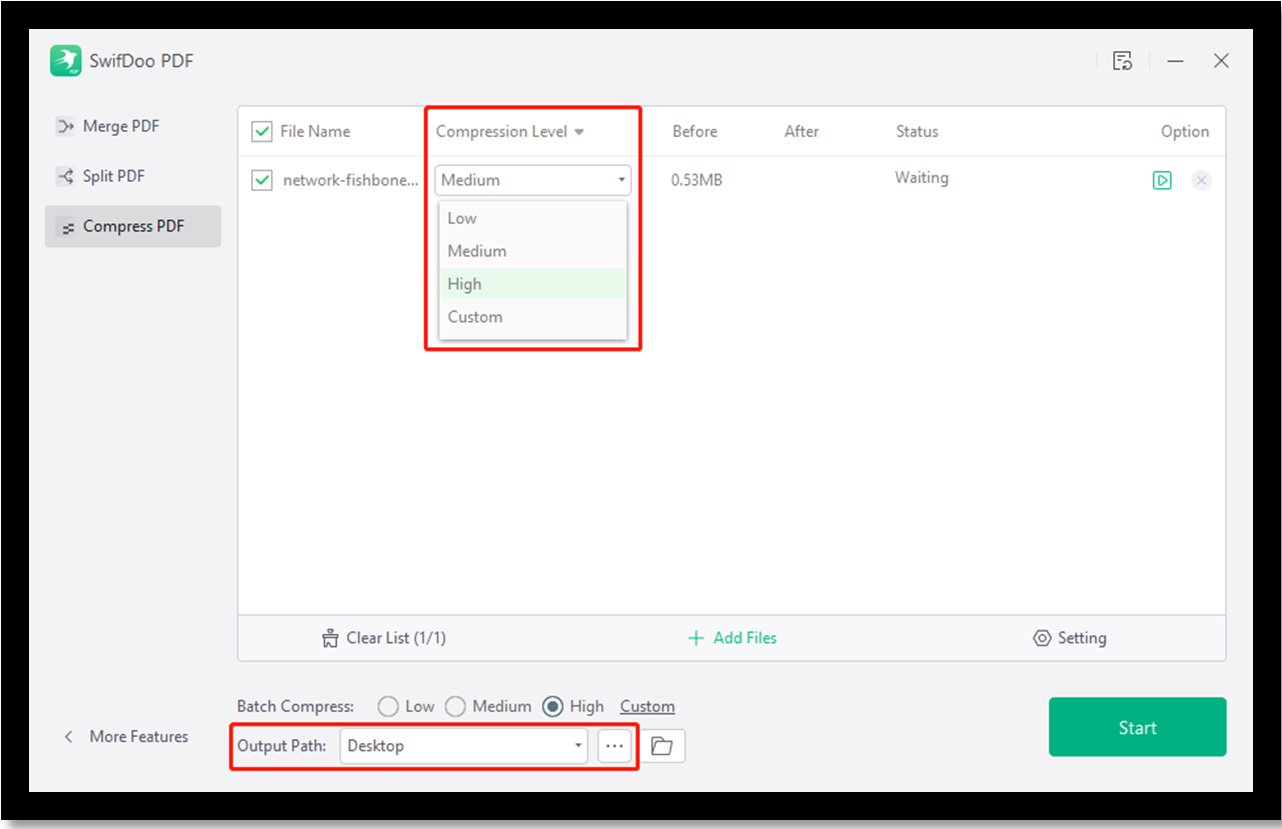 Compress PDF to 200KB offline with SwifDoo PDF step 3