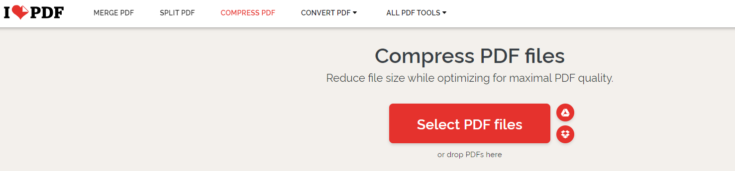 Compress PDF to 200KB online with iLovePDF