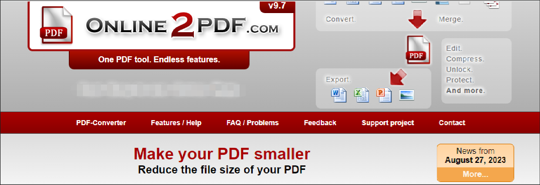 Compress PDF to 200KB online with Online2PDF.com