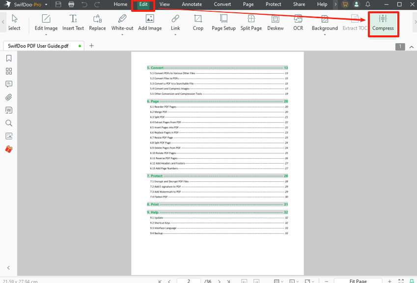Compress PDF to 500KB for Free with SwifDoo PDF 1