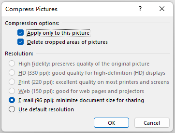 PowerPoint Compress Pictures feature compress PowerPoint step 3