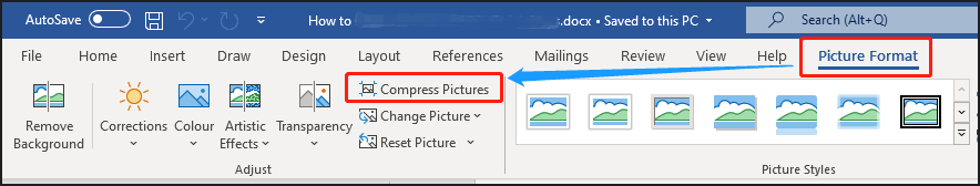 Microsoft Word Compress Pictures Feature compress Word document step 2 | SwifDoo PDF