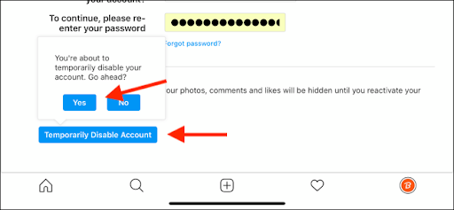 Confirm Instagram Deactivation