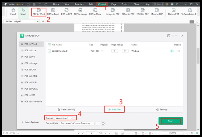 Convert Arabic PDF to Word Using SwifDoo PDF 1