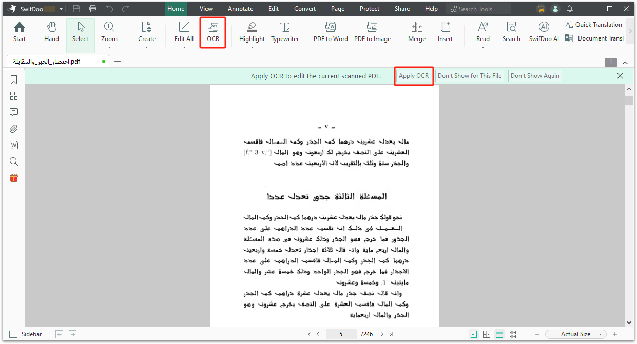 Convert Arabic PDF to Word using SwifDoo PDF 5