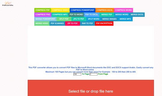 Convert an Arabic PDF Document into Word Using pdfcandle.com