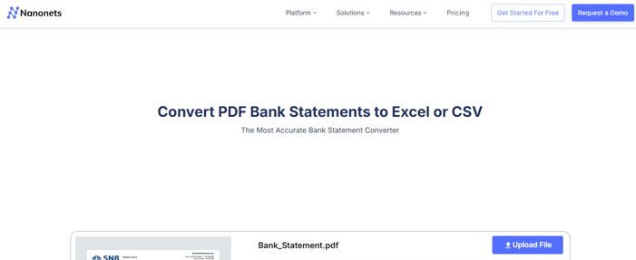 Bank Statement Converter: Nanonets