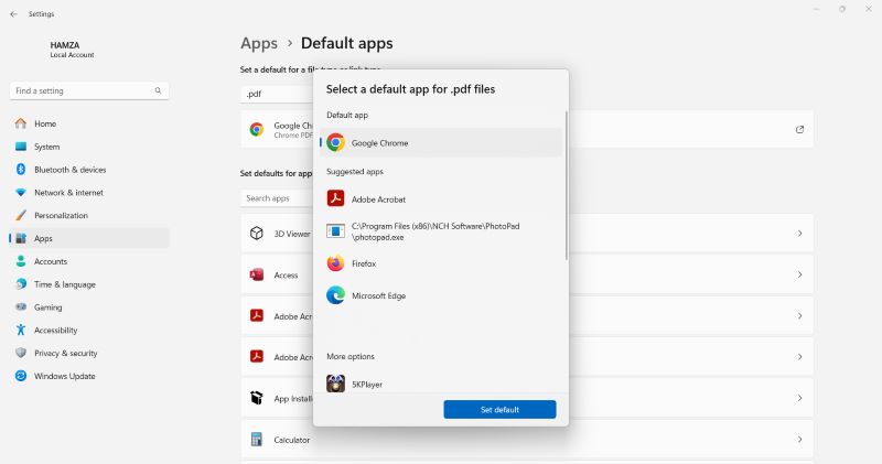 Change the Default App