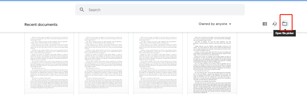 Convert DOCX to PDF with Google Docs online step 1