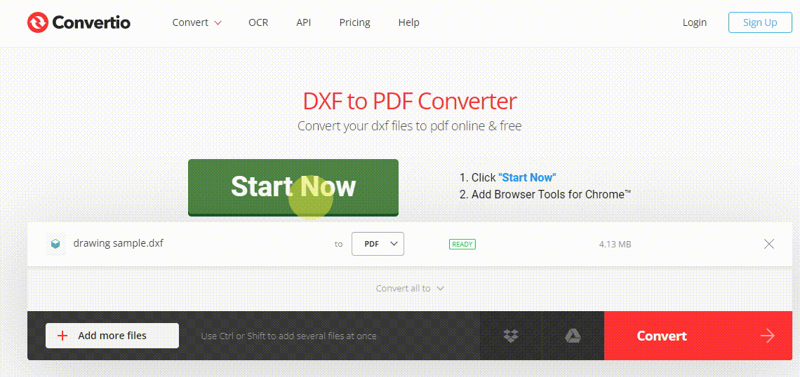 Convert DXF to PDF with Convertio